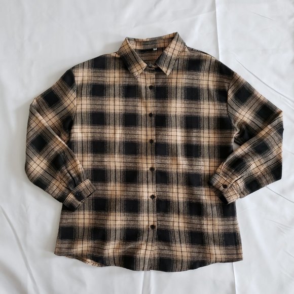 Shein Plaid Button Up Flannel Shirt SZ M - Picture 6 of 9